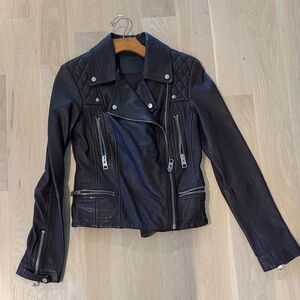 Dark Brown Leather Biker Jacket